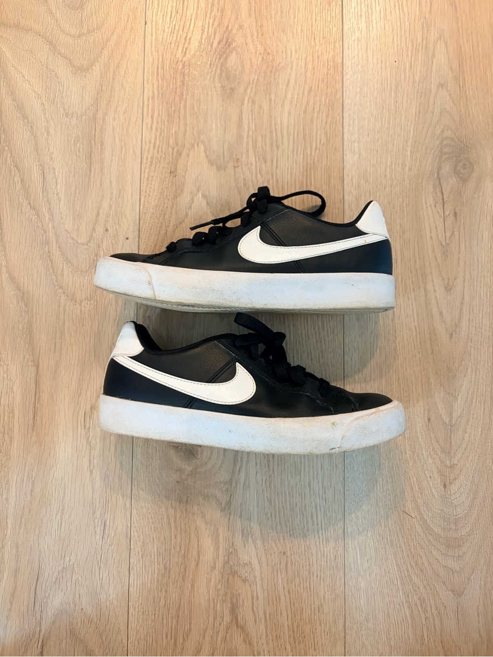 Nike Black & White Leather Court Low-Top Tennis Sneakers